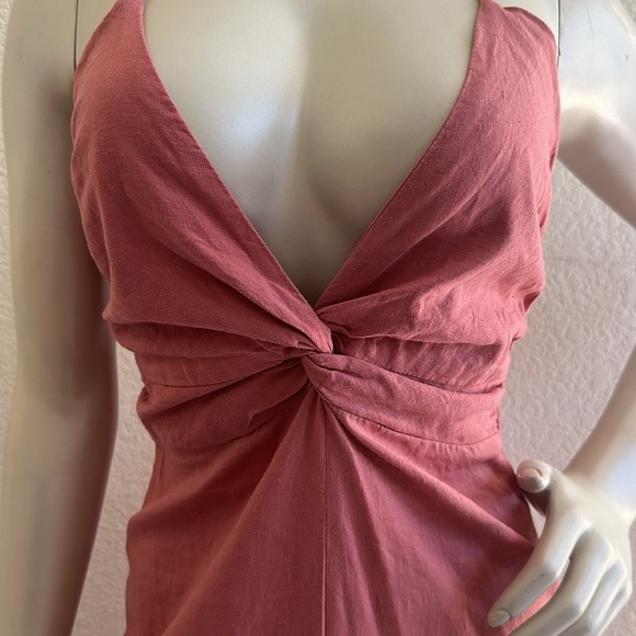 ZARA Chalk Pink Linen Blend Sleeveless Midi Dress - Picture 7 of 11